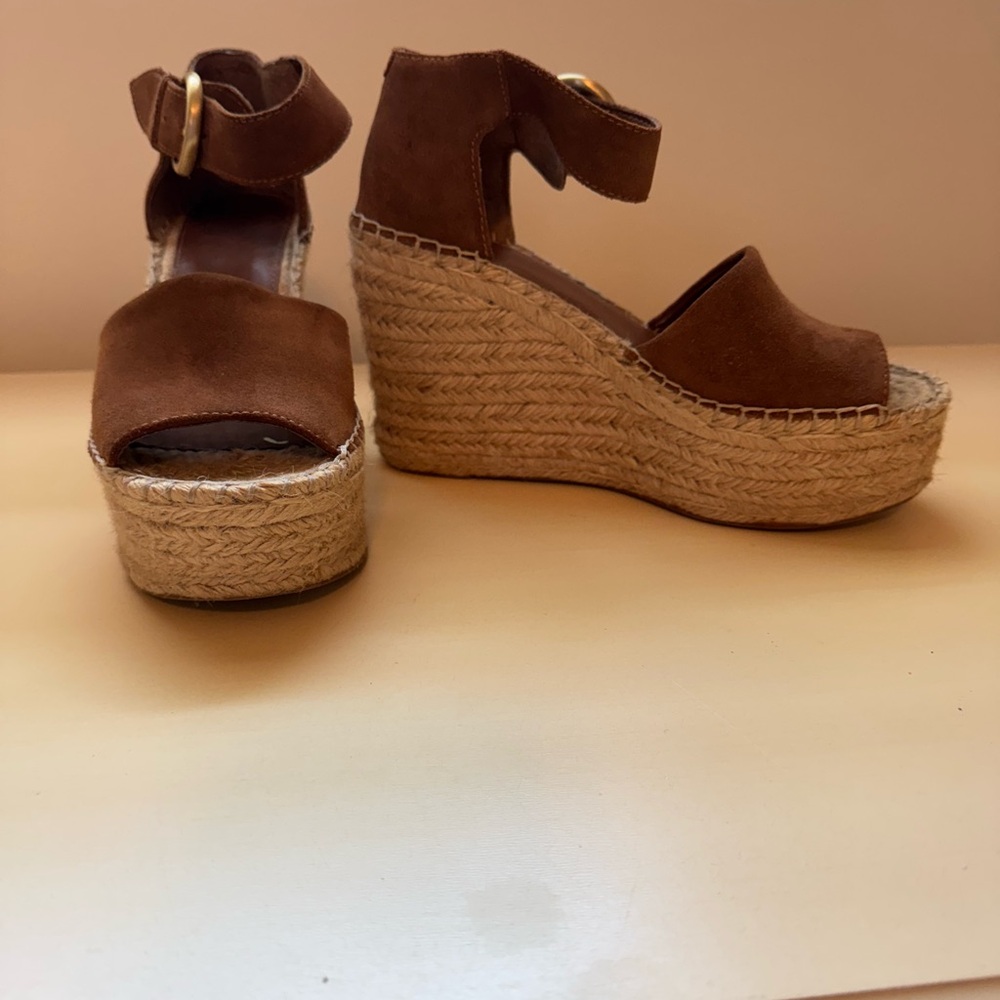 Marc Fisher Tan Suede Wedge Sandals - Picture 5 of 6